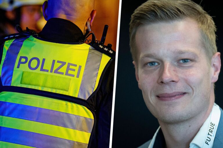 Polizist im Einsatz, Gewerkschafter und 1. stellvertretender Bundesvorsitzender der Abteilung Bundespolizei in der Deutschen Polizeigewerkschaft (DpolG) Manuel Ostermann: Foto: IMAGO, B. Elmenthaler & Eibner