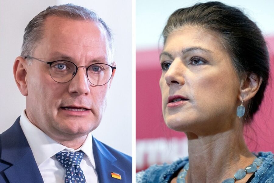 Offenbar in Gesprächen: Die Parteichefs Tino Chrupalla (AfD) und Sahra Wagenknecht (BSW).