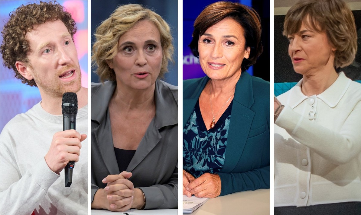Ohne AfD ist besser talken: Die ÖRR-Moderatoren Louis Klamroth (Hart aber fair), Caren Miosga, Sandra Maischberger und Maybrit Illner.