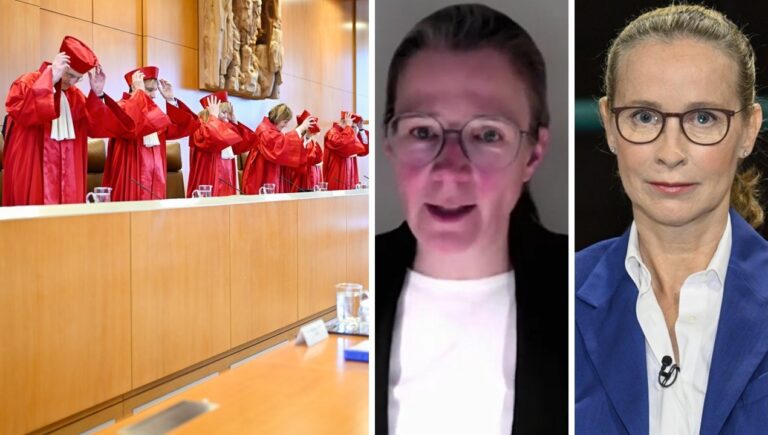 Das Bundesverfassungsgericht und die beiden linken Richter-Kandidatinnen Ann-Katrin Kaufhold sowie Frauke Brosius-Gersdorf (rechts).