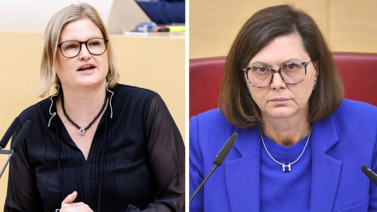 Die AfD-Fraktionschefin Katrin Ebner-Steiner (links) und Landtagspräsidentin Ilse Aigner (CSU)
