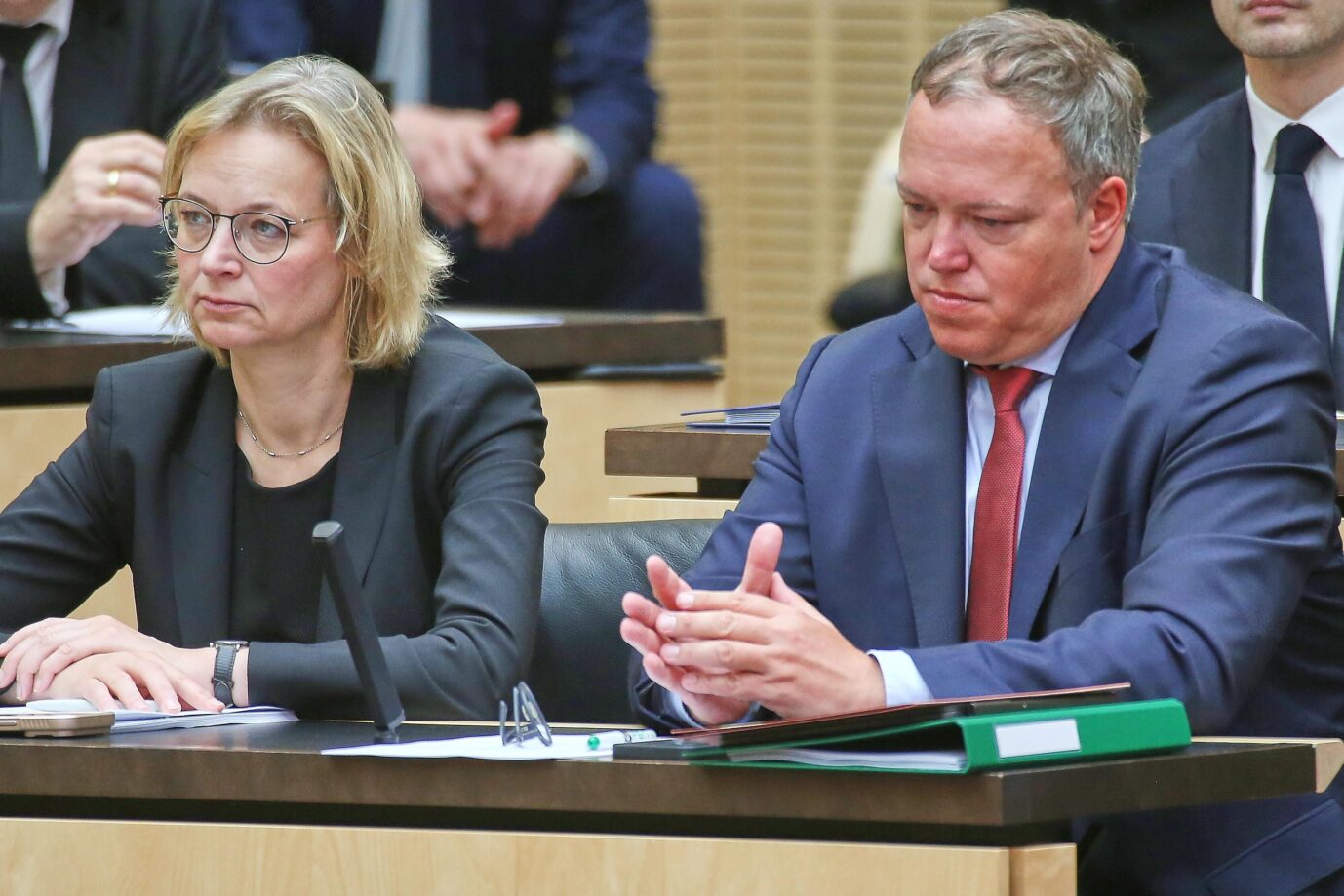 Regierungsfrust: Thüringens BSW-Chefin Katja Wolf und Ministerpräsident Mario Voigt (CDU) im Bundesrat.