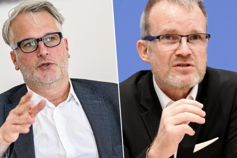 Links ist der Verbandschef des deutschen Hausärzteverbands, Markus Beier, daneben der Chef der Techniker Krankenkasse, Jens Baas – beide sehen das deutsche Gesundheits- und Krankenkassensystem auf Irrwegen