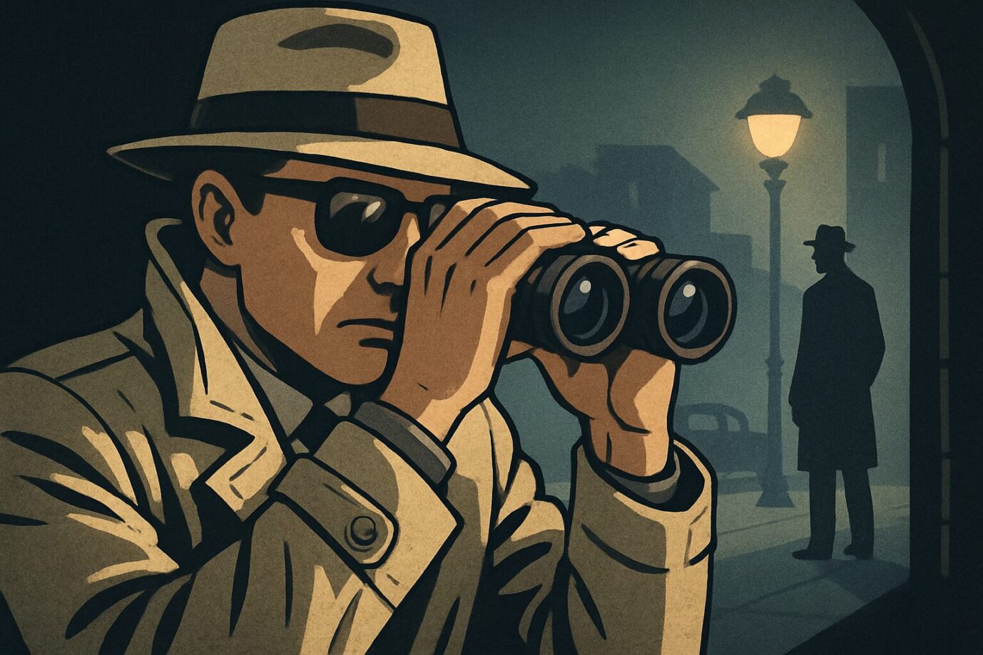 Das Bild zeigt die Zeichnung eines Agenten. Es ist ein Symbolbild für einen Text über den Verfassungsschutz und kritische YouTuber.