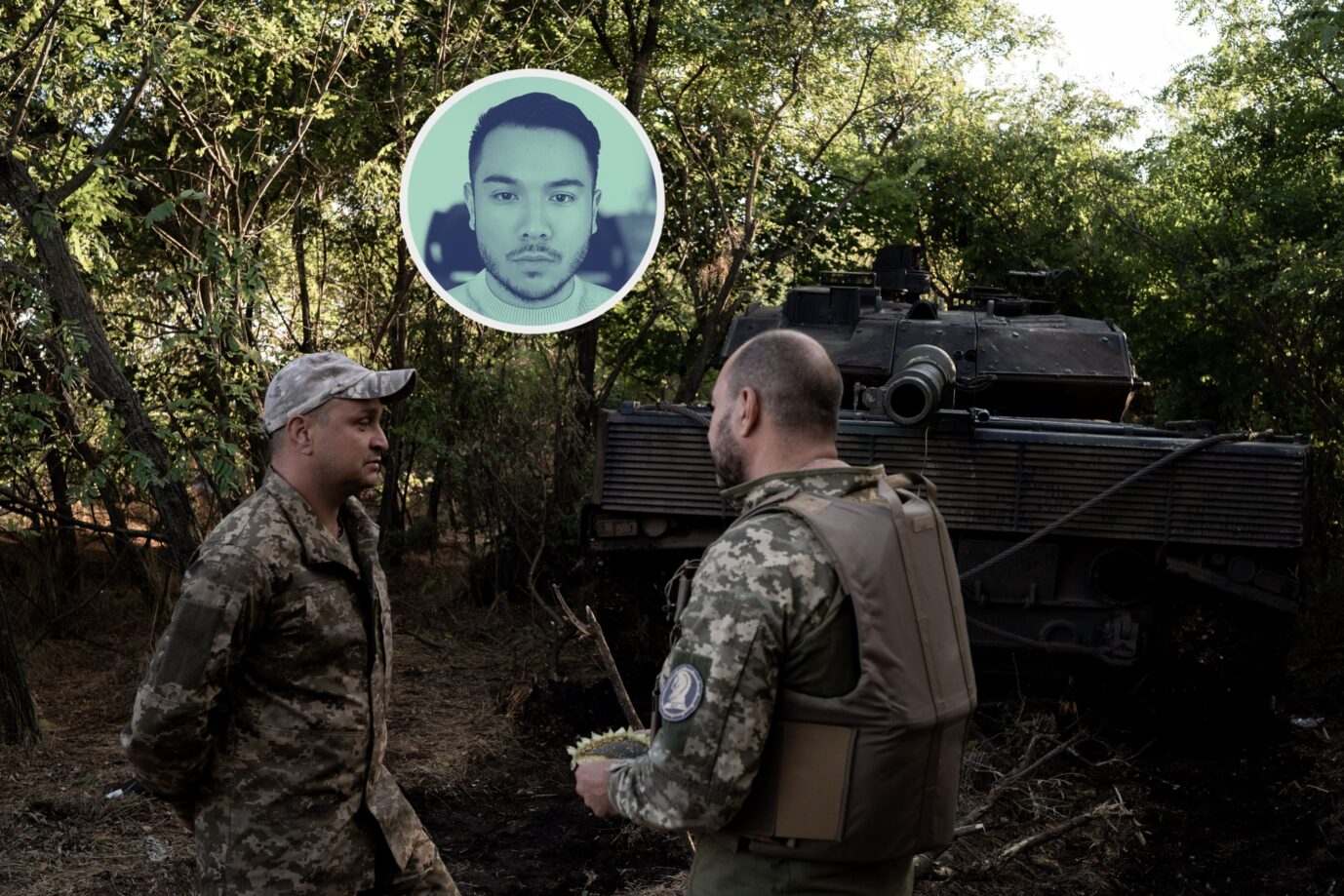 Das Foto zeigt einen Panzer vom Typ Leopard 2 in der Ukraine.