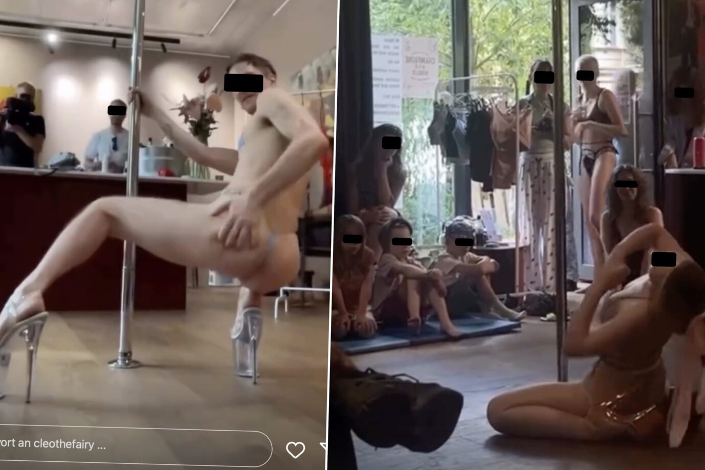 Die Screenshots zeigen Szenen einer Pole Dance-Show, bei der Kinder im Publikum saßen.