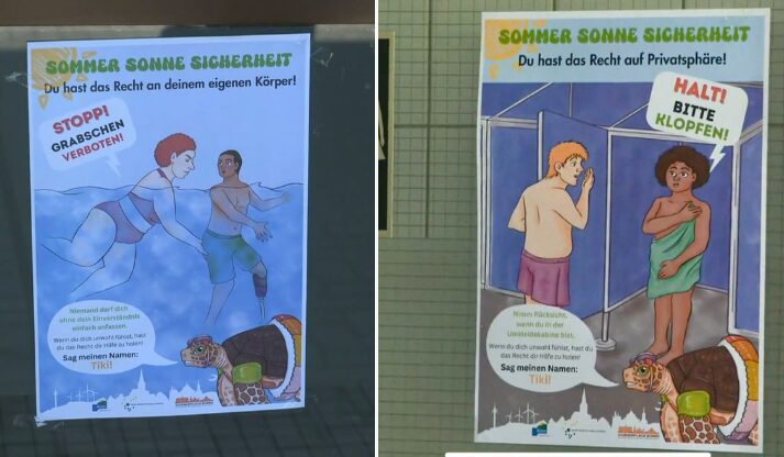 Mit dieser Aktion und der Schildkröte namens Tiki will die Jugendpflege Büren auf sexuelle Gewalt in Freibädern reagieren. Screensho: X