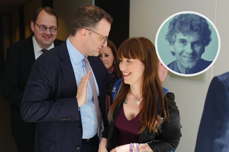 Unionsfraktionschef Jens Spahn (CDU) und seine Amtskollegin von der Linksfraktion, Heidi Reichinnek (Linkspartei): Sie können ohne einander nicht funktionieren. Schuld ist die Brandmauer. Themenbild
