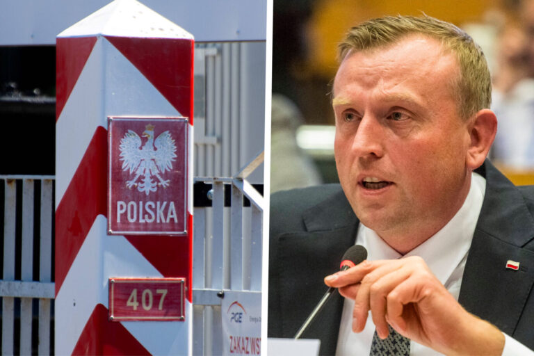 Ein Grenzposten auf der polnischen Seite Gubens (Gubin, l.): EU-Abgeordneter Tomasz Buczek hält Polens Grenzkontrollen für unzureichend. (Themenbild/Collage)