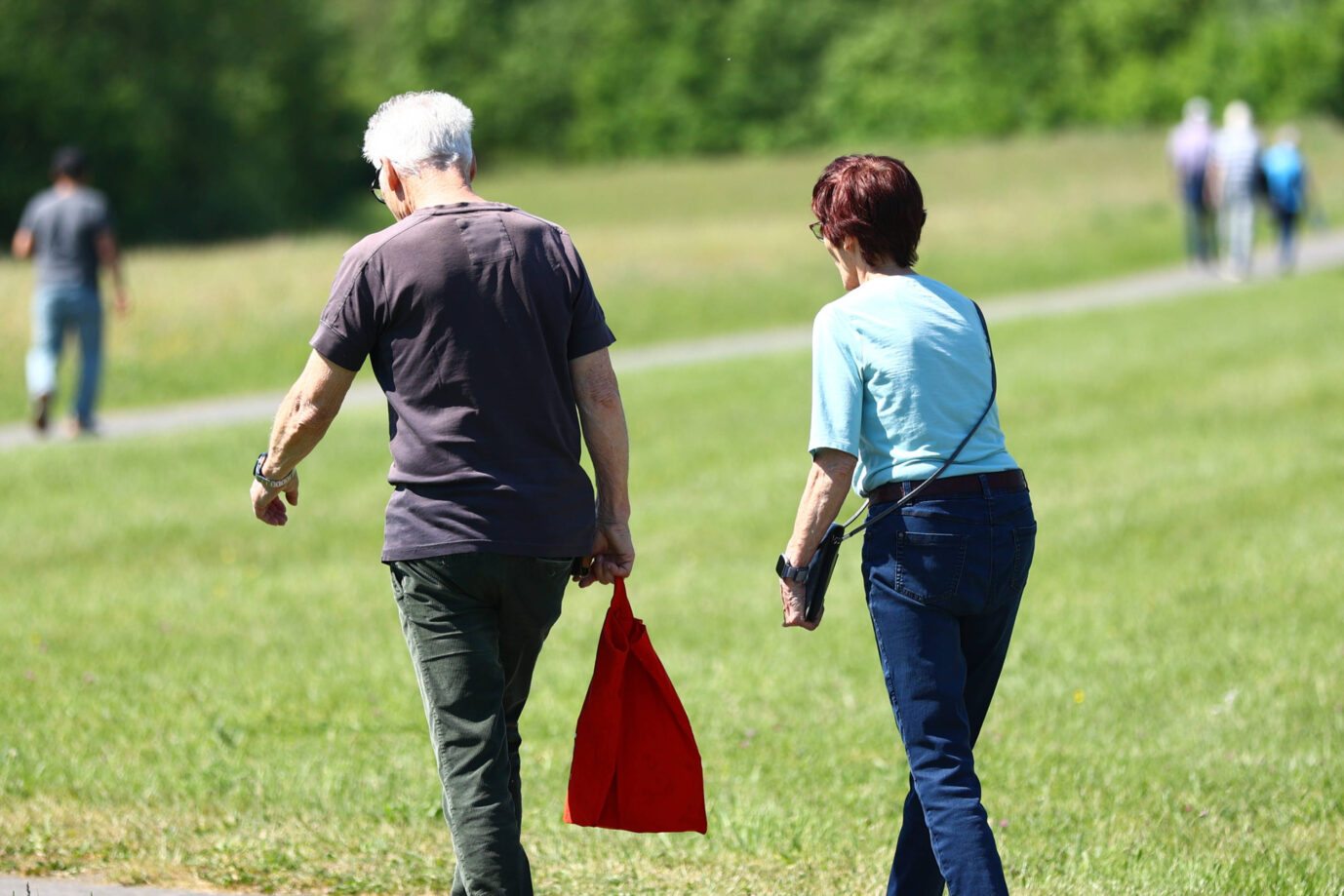 Senioren bei einem Spaziergang in Norderstedt: Könnte der „Boomer-Soli“ auch ihre Rente retten? (Themenbild)