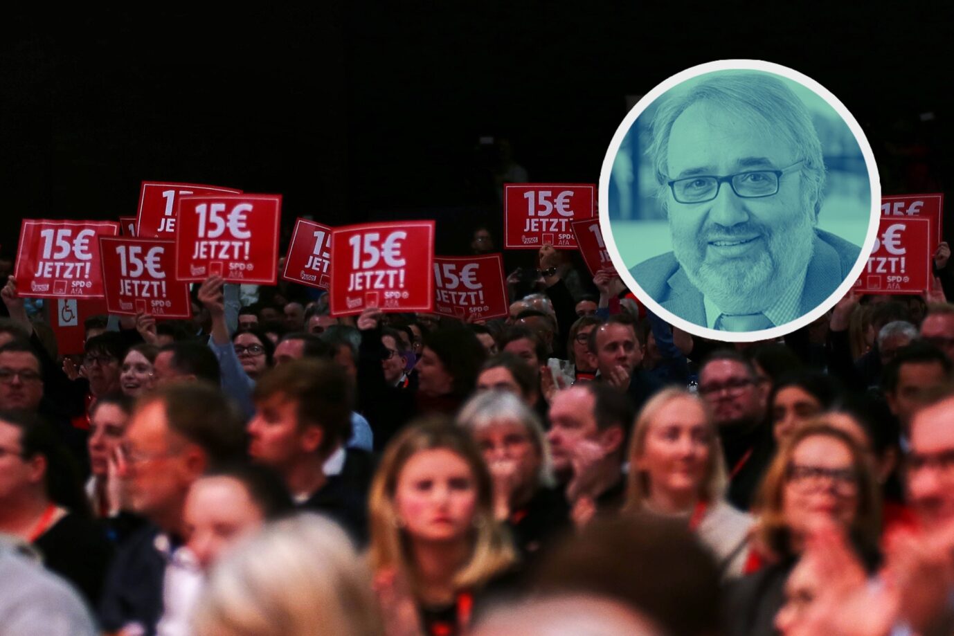 SPD-Mitglieder beim Bundesparteitag im Januar: Der 15-Euro-Mindestlohn pro Stunde kommt vorerst nicht. (Themenbild/Collage)