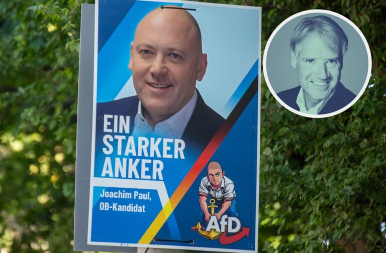 Auf Wahlplakaten, aber nicht wählbar: Ludwigshafen AfD-OB-Kandidat Joachim Paul.