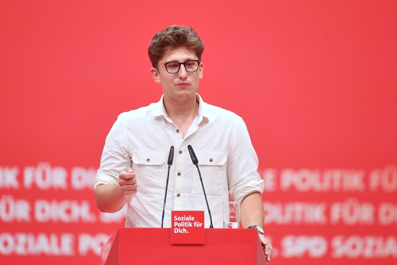 Berlin, Deutschland: CityCube: 42. SPD-Bundesparteitag: Juso-Chef Philipp Türmer. Er kritisierte zuletzt Bundestagspräsidentin Julia Klöckner (CDU).