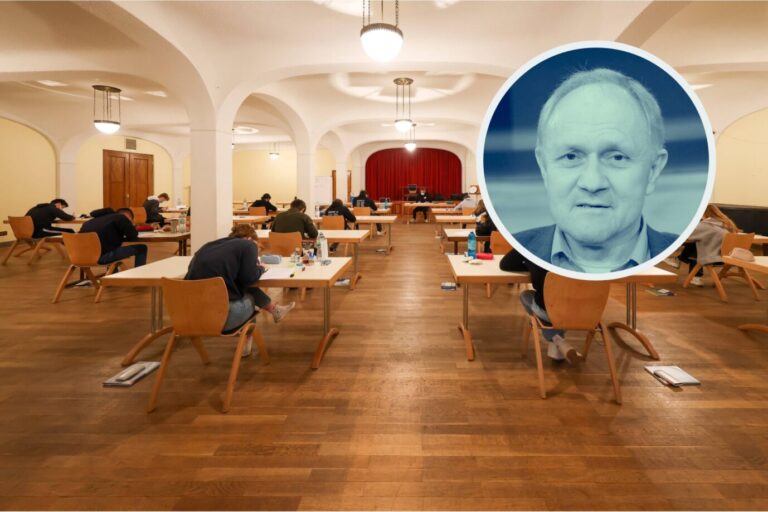Eine Abiturprüfung in Wiesbaden: Auch die Noteninflation verdirbt das deutsche Bildungssystem. (Themenbild/Collage)