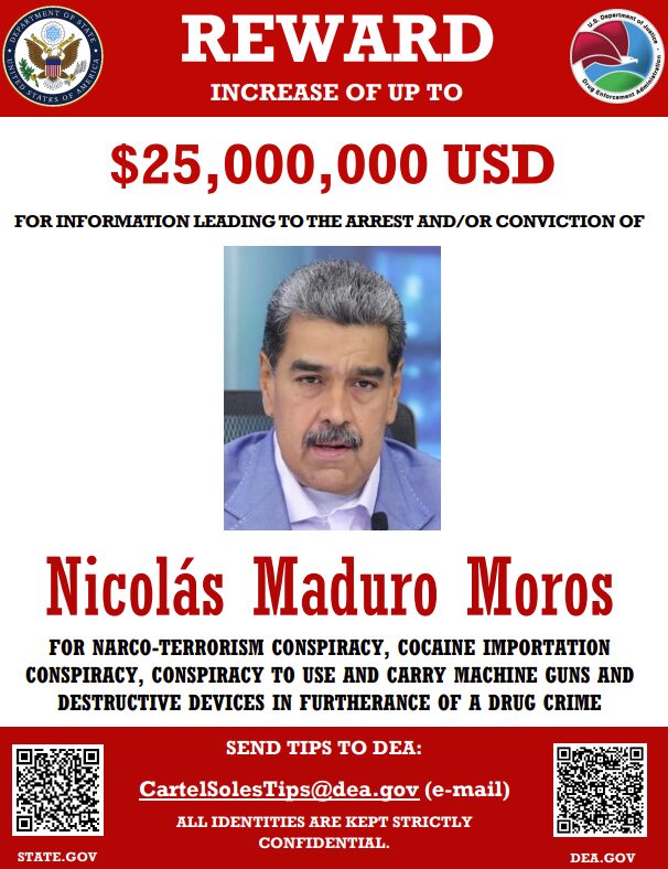 Mit diesem Bild suchen die USA nach Maduro. Quelle: State.gov
