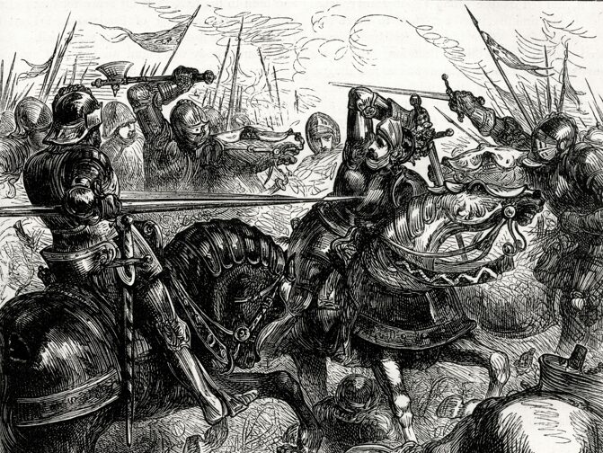 König Richard III. fällt in der Schlacht.
