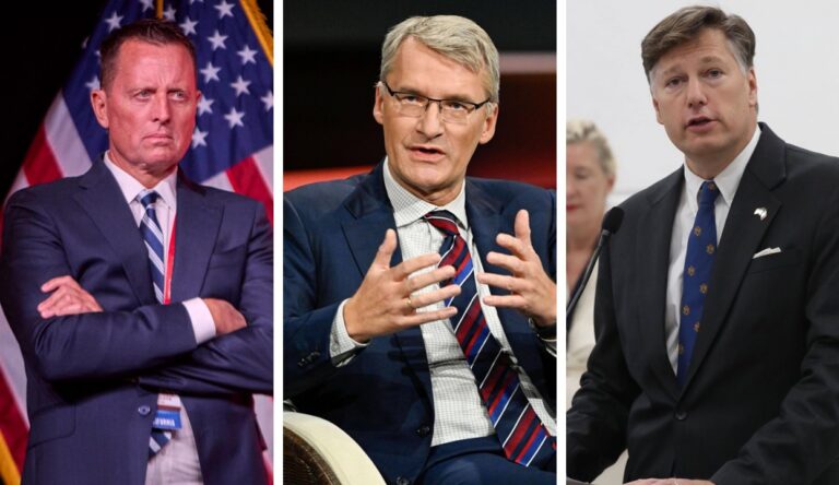 US-Diplomat Richard Grenell, ZDF-Studioleiter in Washington Elmar Theveßen und US-Vize-Außenminister Christopher Landau.