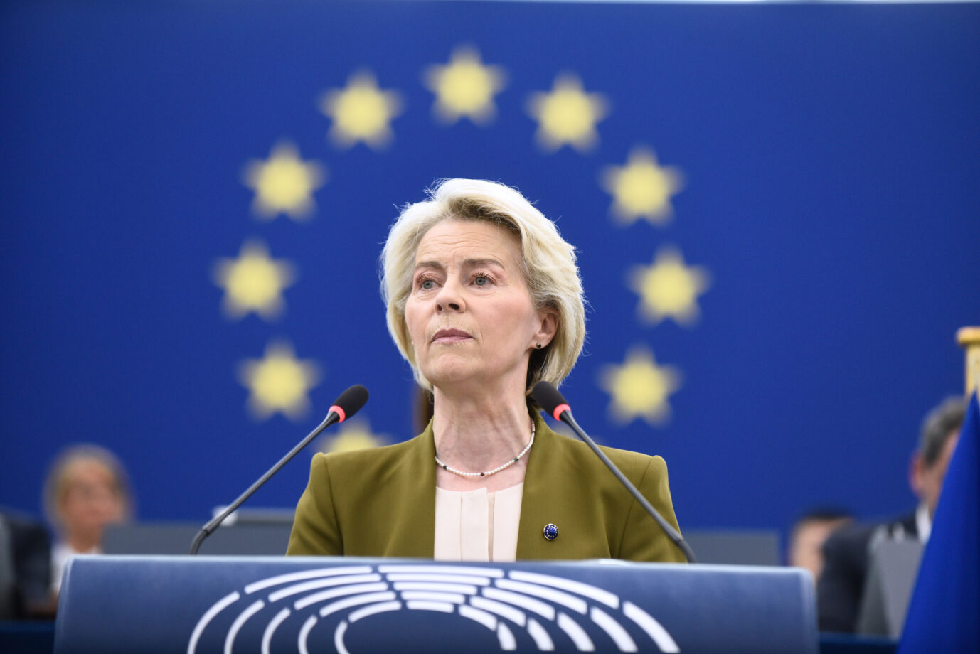 EU-Kommissionspräsidentin Ursula von der Leyen bei ihrer Rede zur „Lage der Union“ am Mittwoch im EU-Parlament