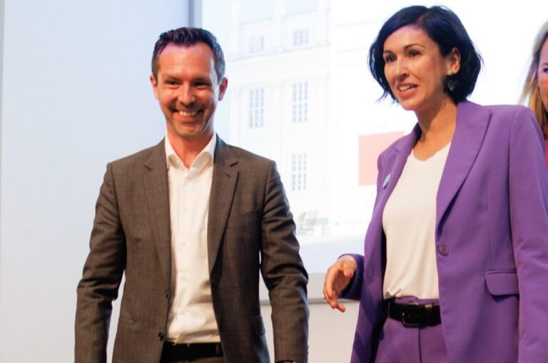 Gehen in die Stichwahl um das OB-Amt in Potsdam: Severin Fischer (SPD) und Noosha Aubel (u.a. für Grüne).