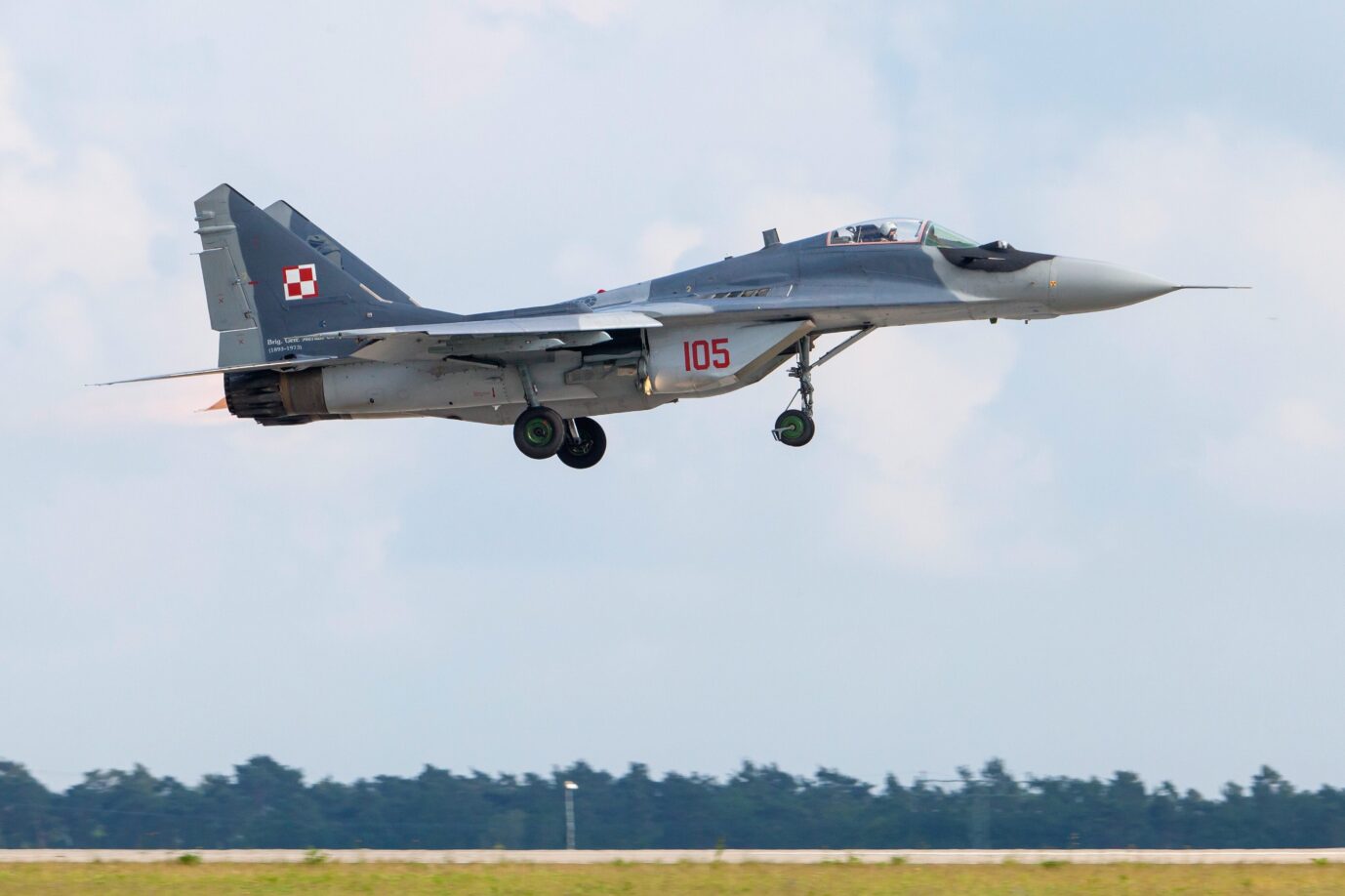 Eine MiG-29 der polnischen Luftstreitkräfte. Ob Kampfjets dieses Typs die russischen Drohnen abschossen, ist noch unklar.