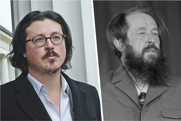 Historiker David Engels (l.), russischer Schriftsteller Alexander Solschenizyn (r.).