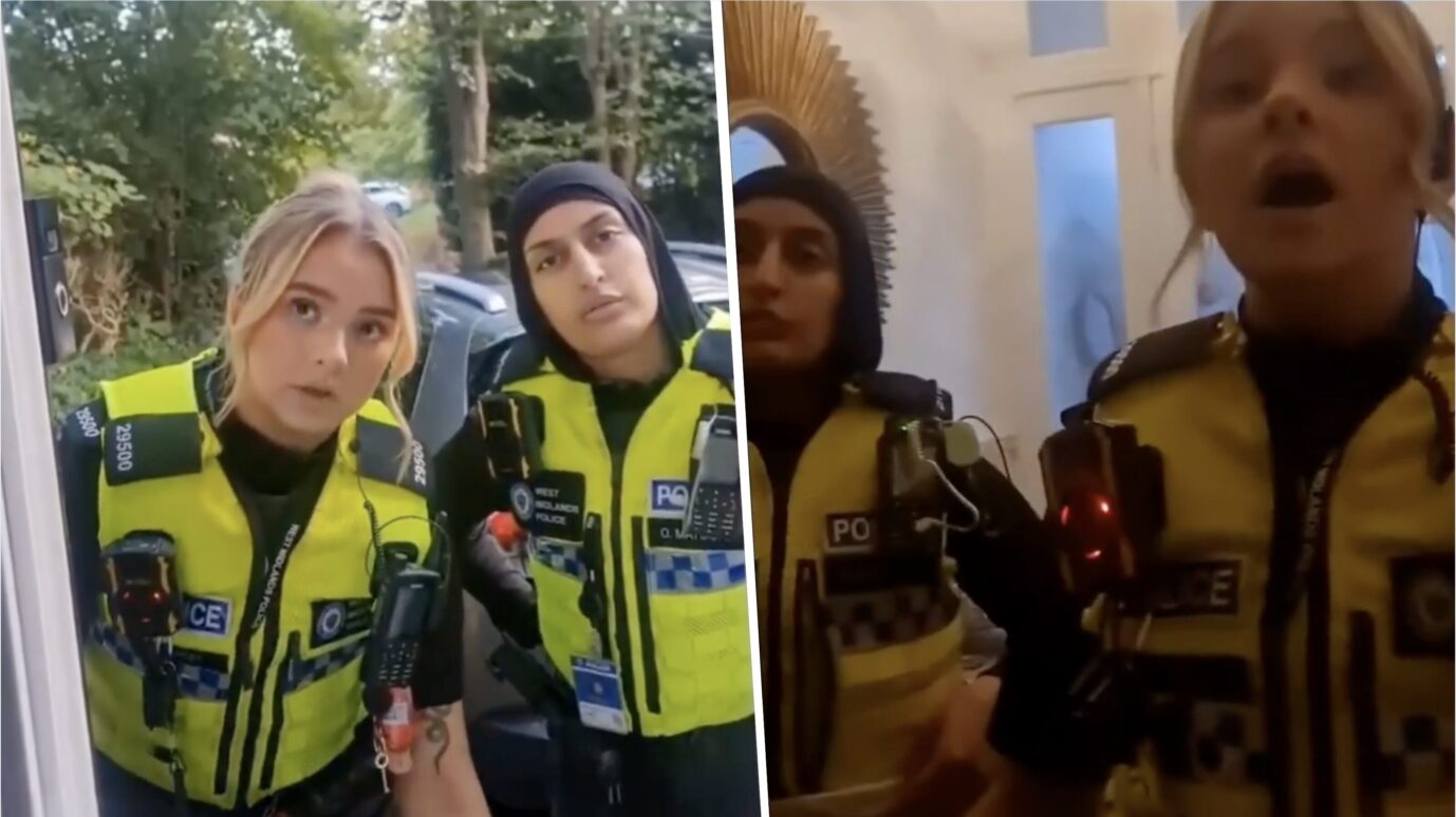 Zwei Frauen in den Uniformen der britischen Polizei – sie wollen das Handy eines Mädchens sehen