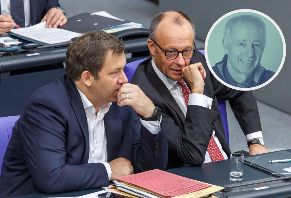Verkehrspolitik ist nicht ihre Sache: Kanzler Friedrich Merz (CDU) (r.) und Finanzminister Lars Klingbeil (SPD) geben viel Geld aus, aber nicht für Straßen.