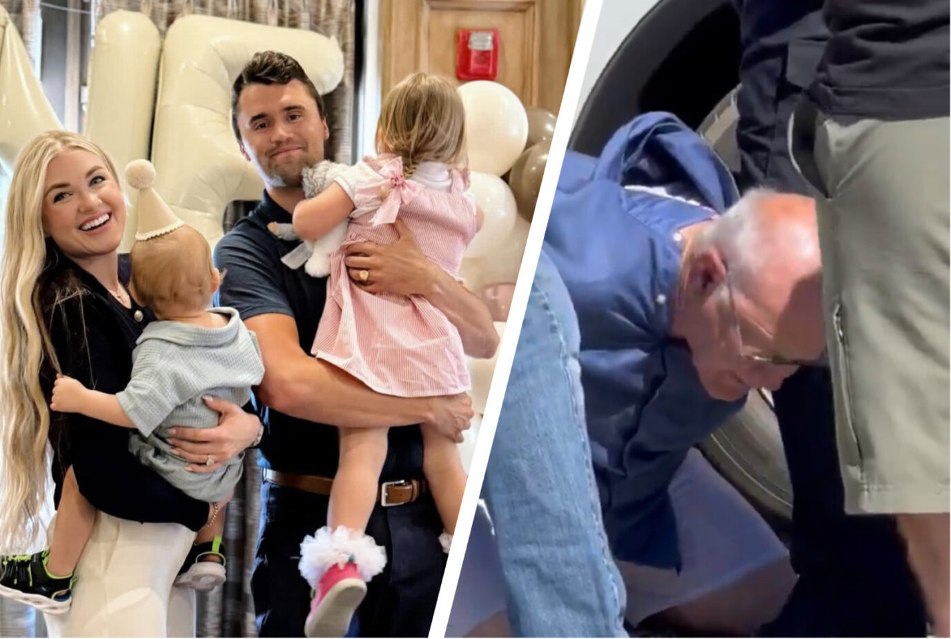 Charlie Kirk mit seiner Familie: Der Trump-Vertraute wurde angeschossen und ein Tatverdächtiger festgenommen. Foto: X