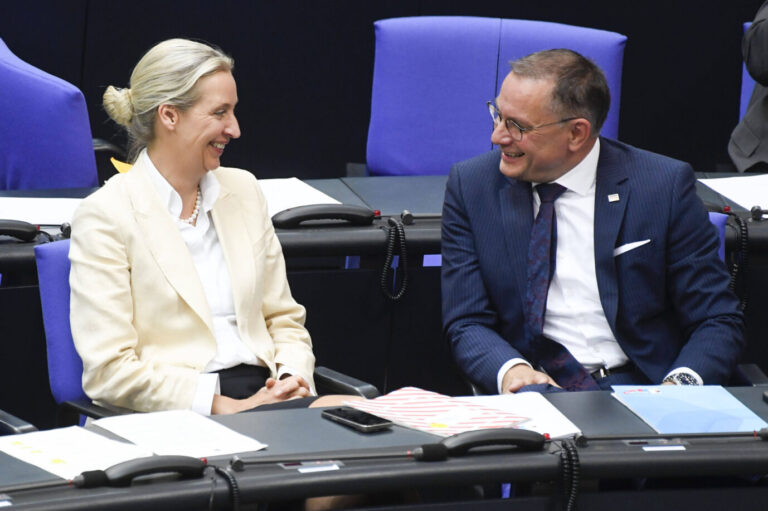 Erscheinen den Wähler immer kompetenter: Die AfD-Chefs Alice Weidel und Tino Chrupalla.