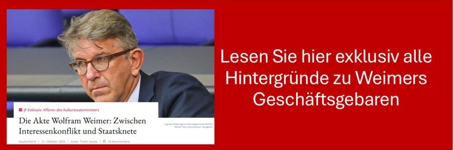 Kulturstaatsminister Weimer erhält staatliche Fördergelder