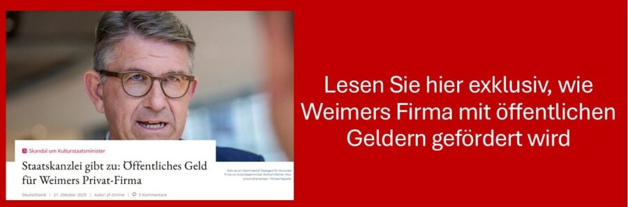 Kulturstaatsminister Weimer wird vom Land Hessen finanziell gefördert