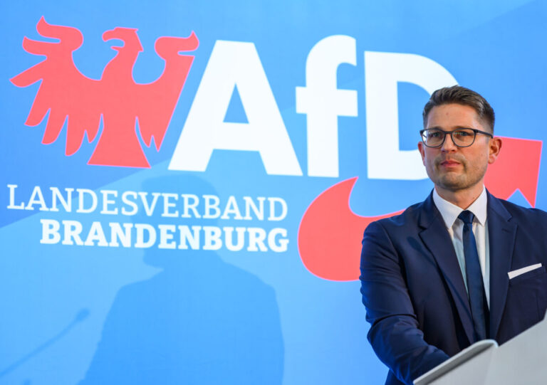 René Springer, Landesvorsitzender der Brandenburger AfD, nimmt am Landesparteitag der AfD Brandenburg teil. Auf dem Landesparteitag will die Brandenburger AfD die personellen Weichen für die Bundestagswahl im Februar aufstellen.