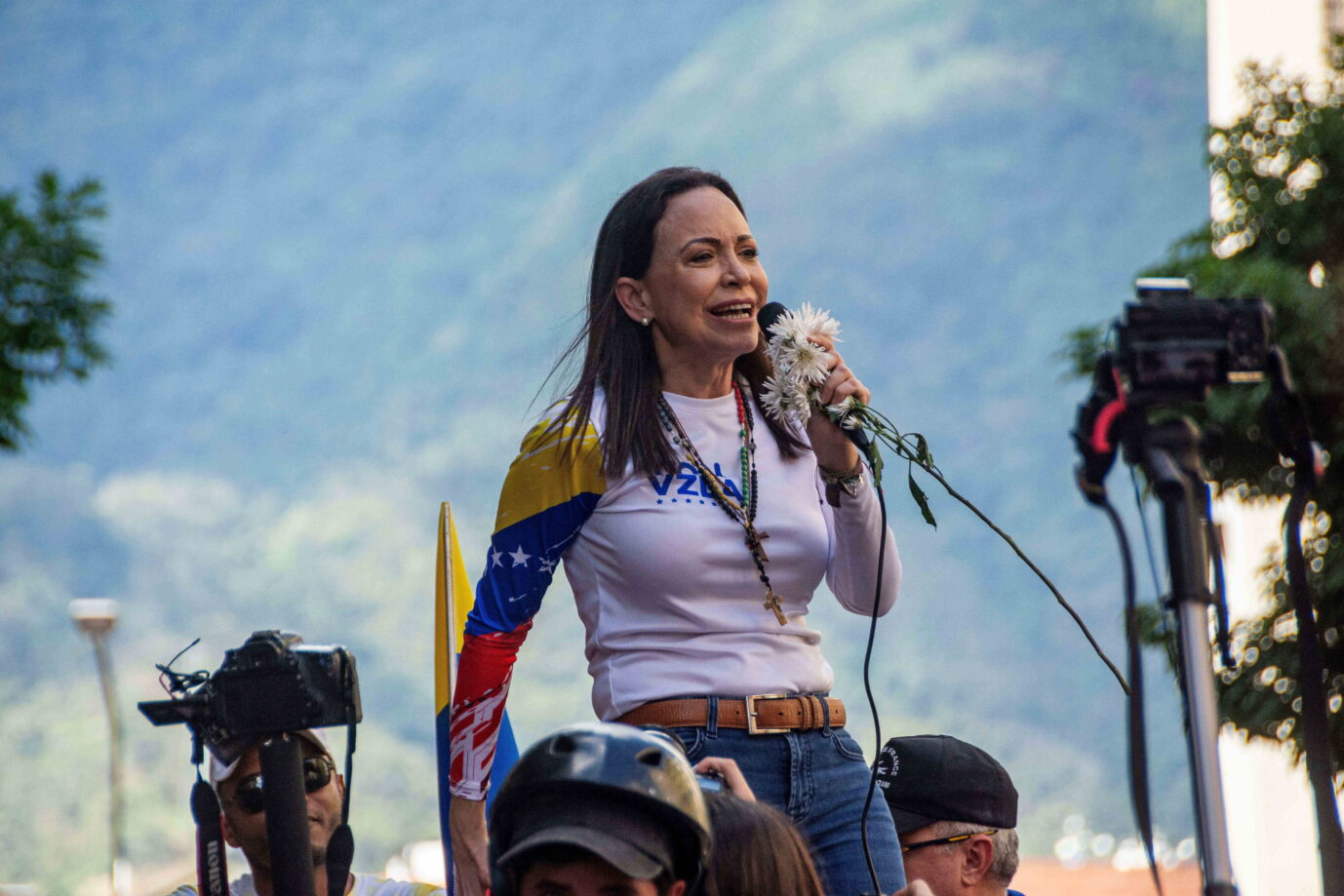 Friedensnobelpreisträgerin Maria Corina Machado setzt das Maduro-Regime in Venezuela unter Druck (Archivbild).