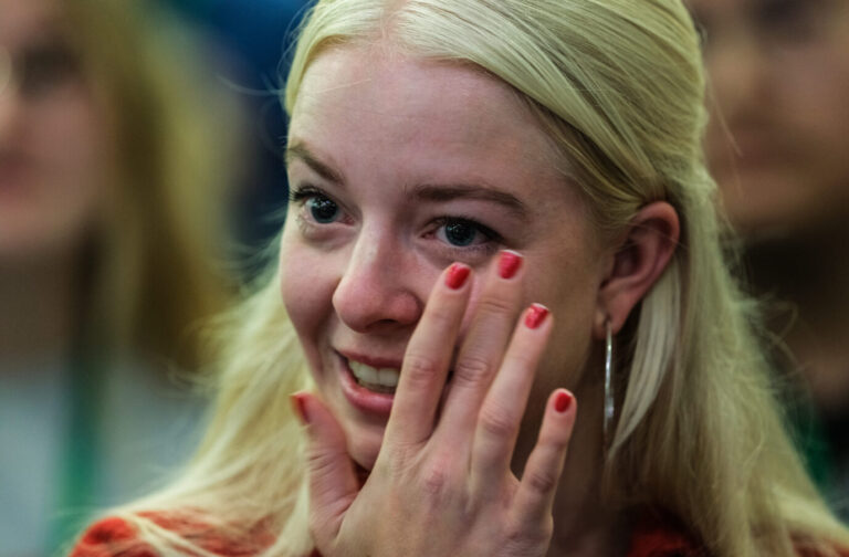 Jette Nietzard, früherer Co-Vorsitzende der Grünen Jugend, zu ihrer Verabschiedung beim Bundeskongress ihrer Organisation. Foto: picture alliance/dpa | Sebastian Willnow