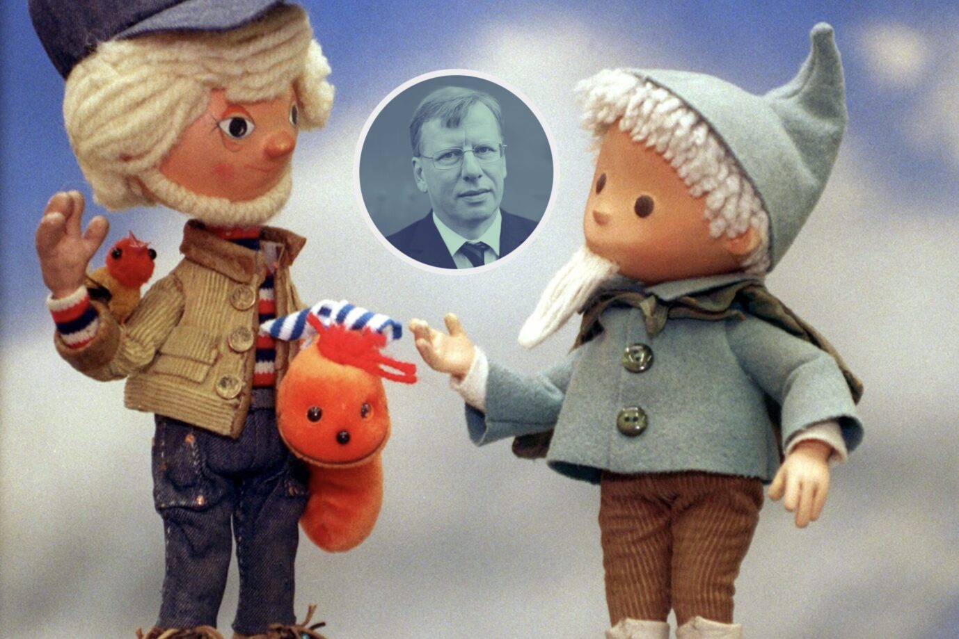 Links ist das Sandmännchen der Bundesrepublik, rechts das Sandmännchen der DDR – das rechte überlebte übrigens – jedenfalls ein Symbolbild für den Riß, der trotz Wiedervereinigung noch immer durchs Land geht