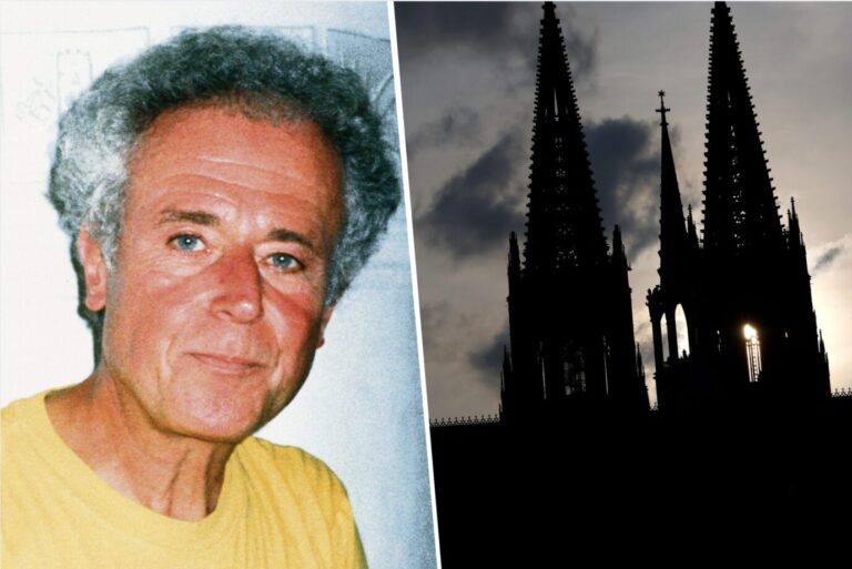 Links sieht man den konservativen Piublizisten Gerd-Klaus Kaltenbrunner, daneben ist die Silhouette des Kölner Doms zu sehen – Sinnbild für das Abendland