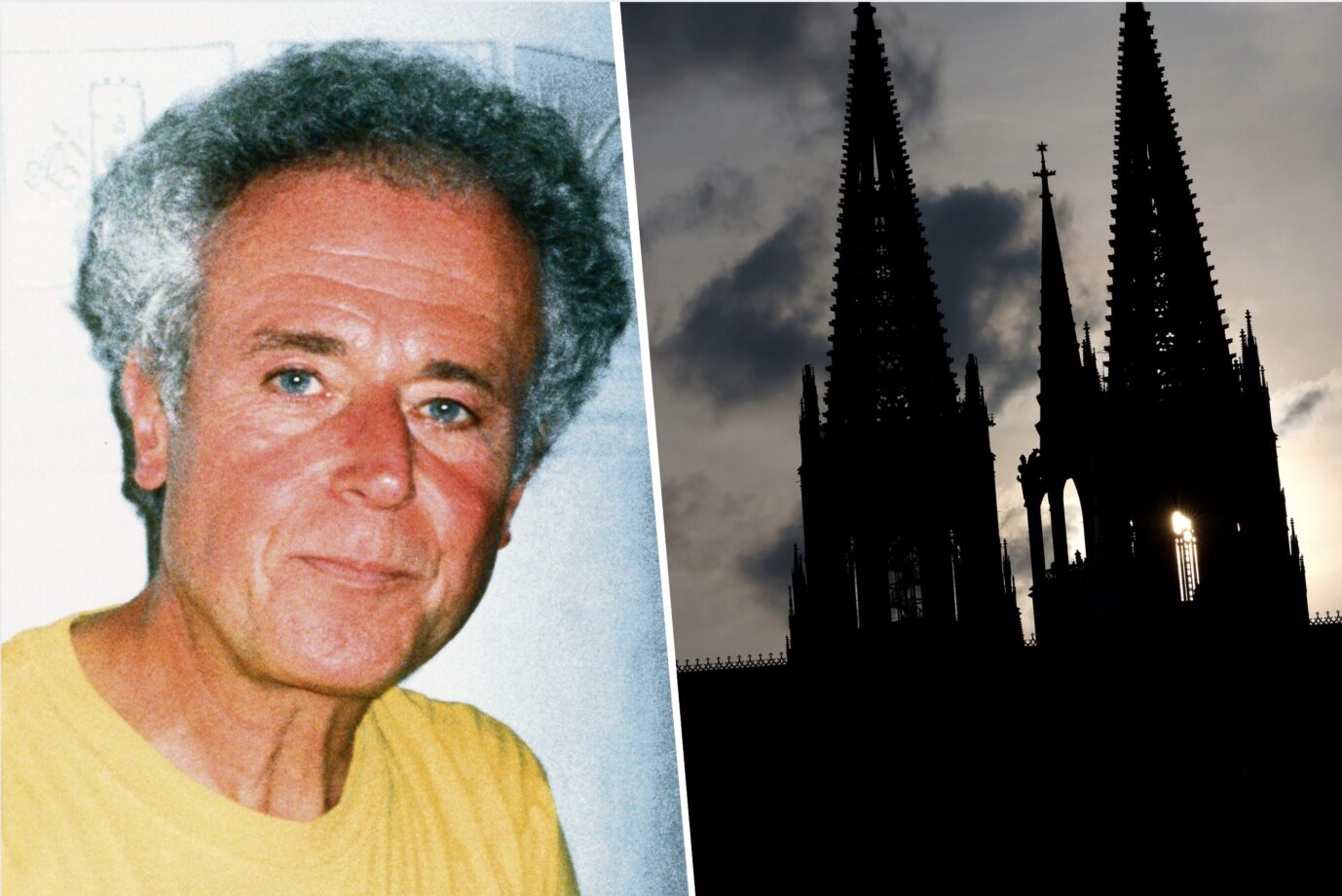 Links sieht man den konservativen Piublizisten Gerd-Klaus Kaltenbrunner, daneben ist die Silhouette des Kölner Doms zu sehen – Sinnbild für das Abendland