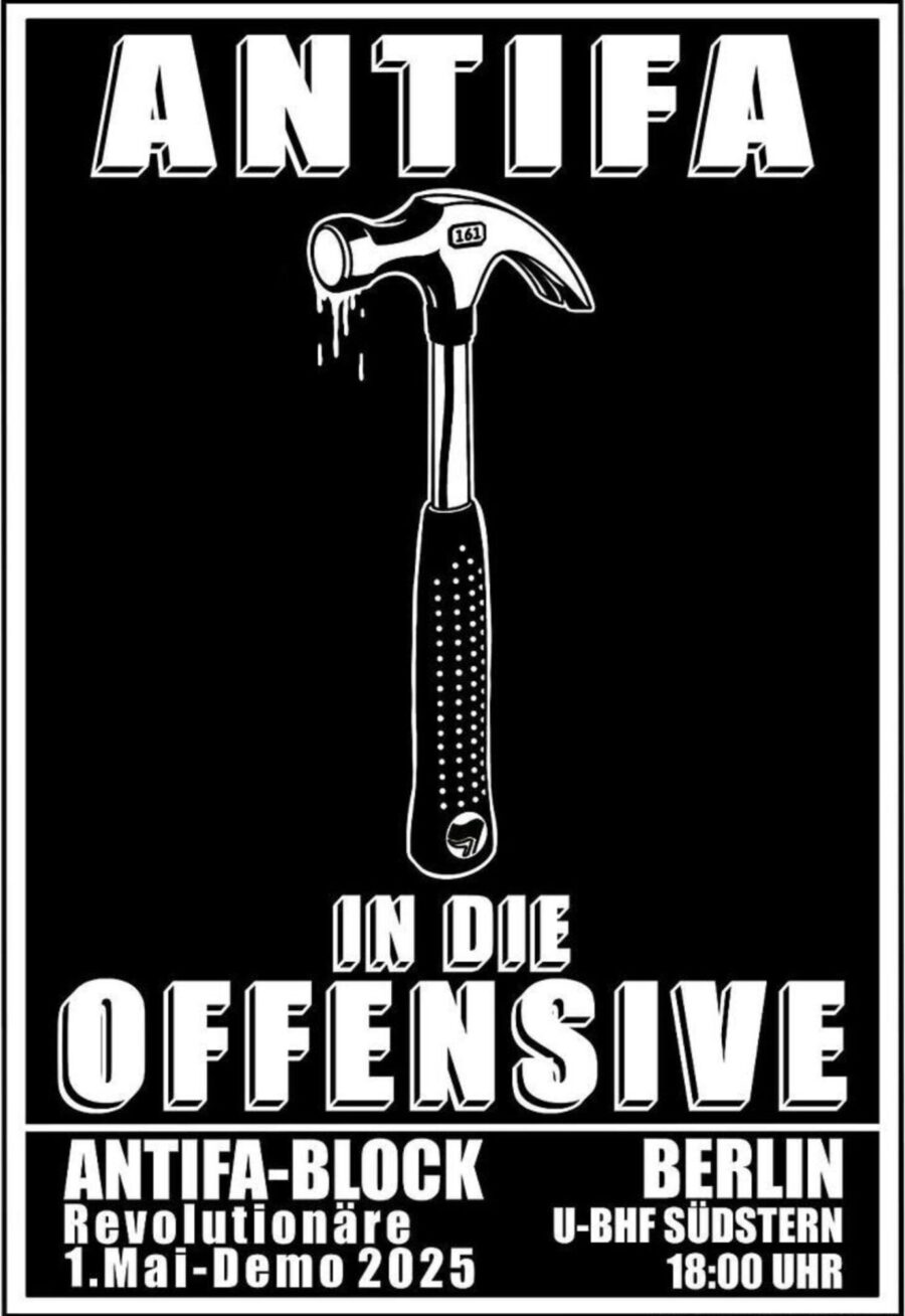 Das Bild zeigt einen Demonstrationsaufruf der Antifa.