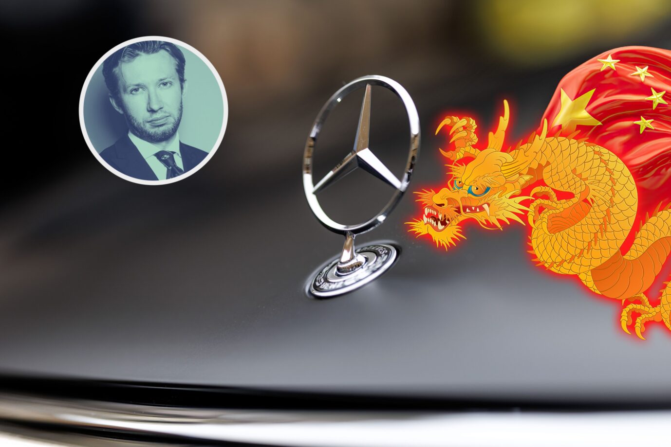 Ein chinesischer Drache trachtet nach dem Mercedes-Stern. Die Autoindustrie ist massiv bedroht.