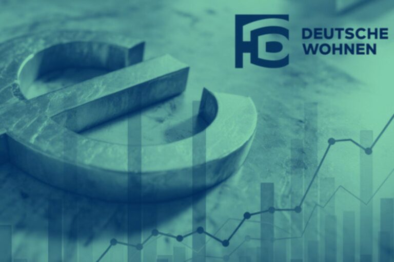 Das Bild zeigt ein Euro-Zeichen, das Logo von Deutsche Wohnen und Graphen. Es ist ein Symbolbild für einen Artikel über den Wohnungsmarkt.