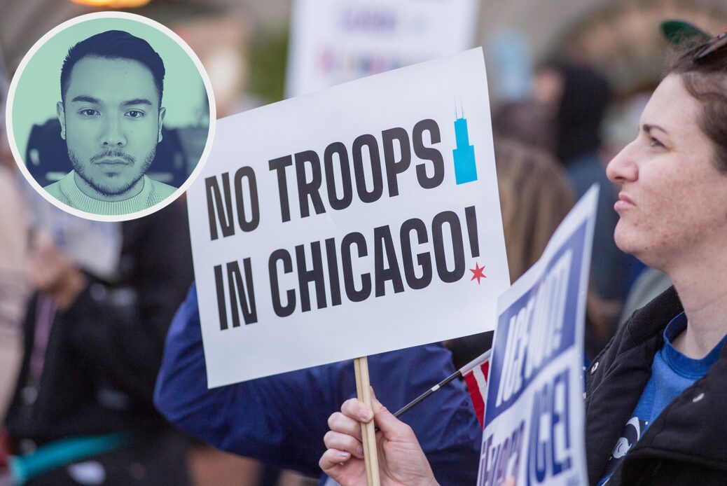 Linke Gruppen protestieren gegen den Einsatz der Nationalgarde in Chicago durch US-Präsident Trump.