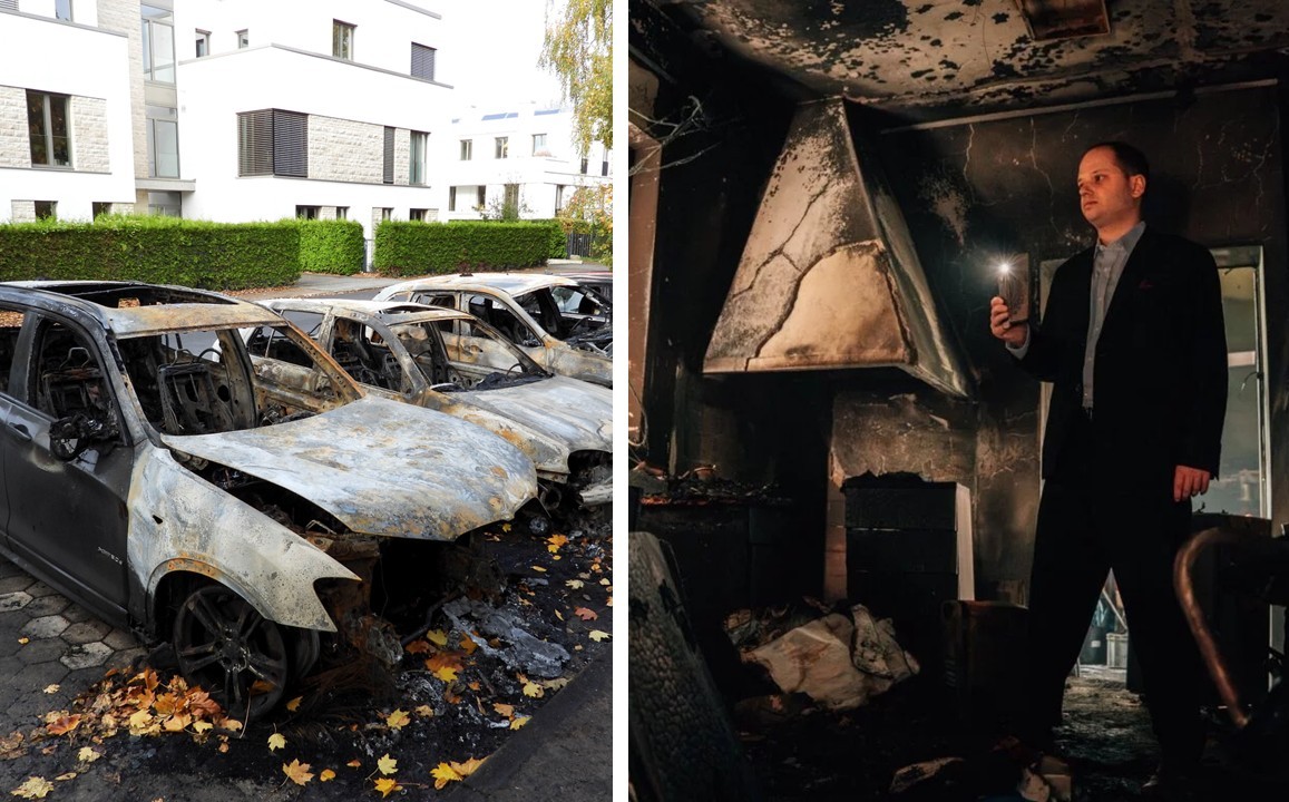 Die ausgebrannten Autos nach dem Anschlag vor dem Haus von AfD-Fraktionsgeschäftsführer Bernd Baumann und das Büro des AfD-Abgeordneten Tobias Teich nach dem Anschlag von Anfang Oktober.