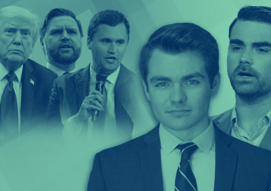 Donald Trump, JD Vance, Charlie Kirk, Nick Fuentes und Ben Shapiro. US-Rechte streitet.
