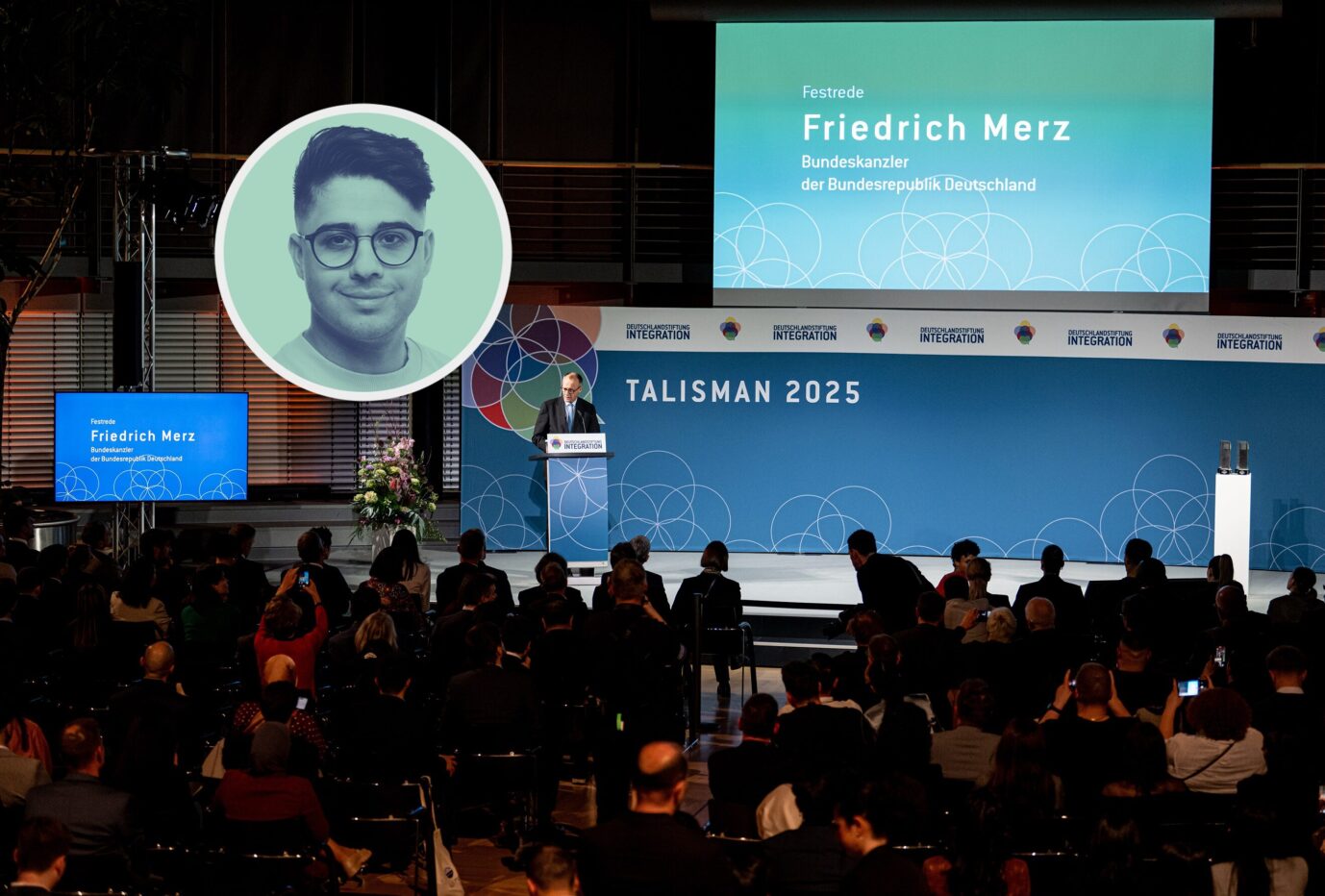 Merz auf dem Treffen der Deutschlandstiftung Integration: Scharfe Kritik von Stipendiat. Foto: PIcture Alliance