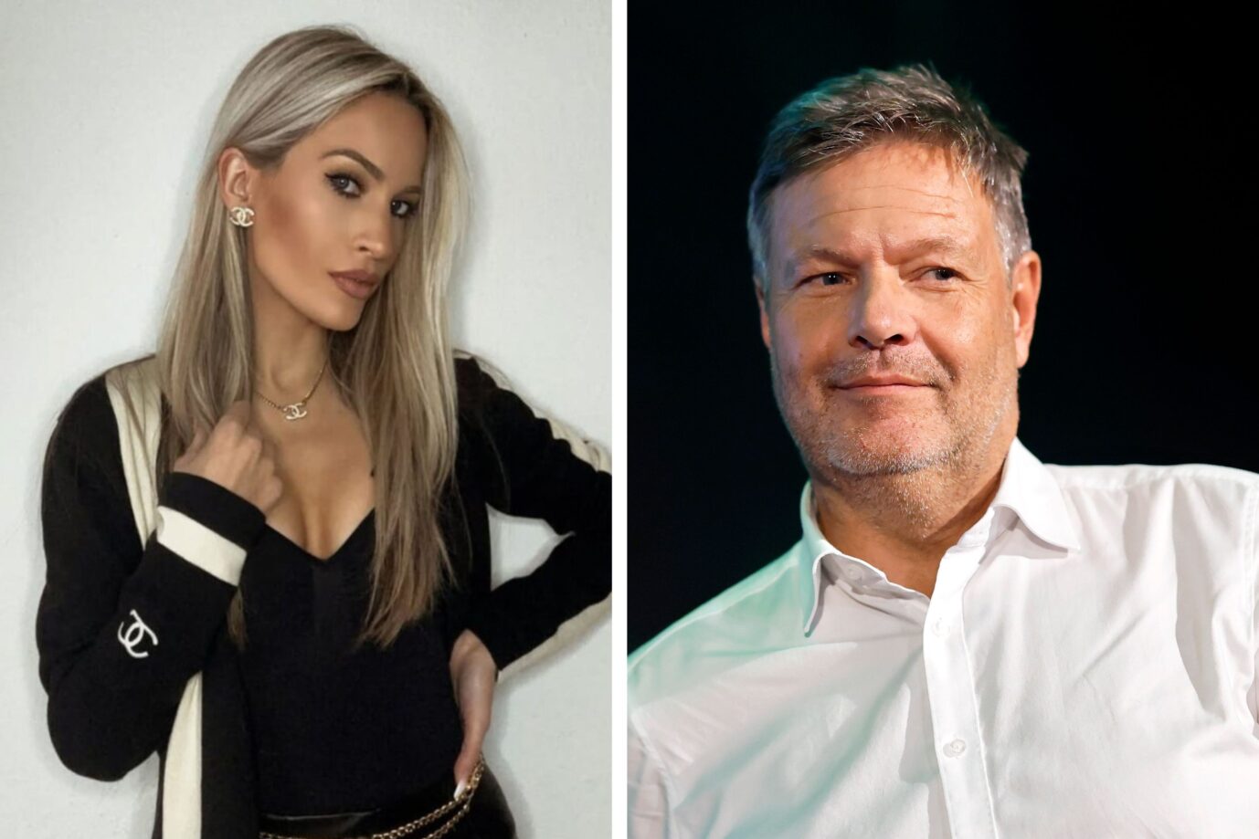 Das Foto zeigt die Publizistin Anabel Schunke und Ex-Vizekanzler Robert Habeck.