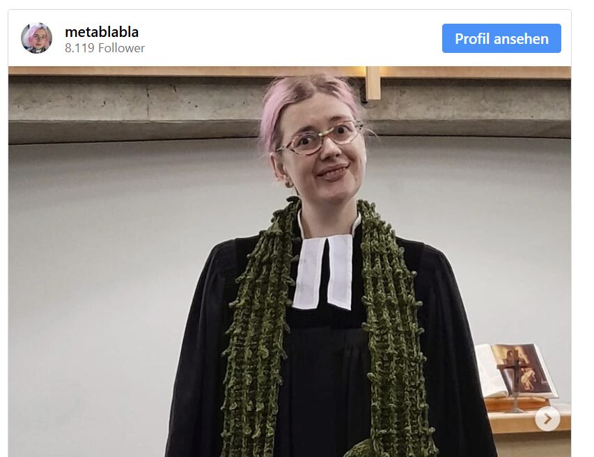 Engagiert sich auch für ein Verbot der AfD: Pfarrerin Lena Müller. Screenshot: Instagram / metablabla