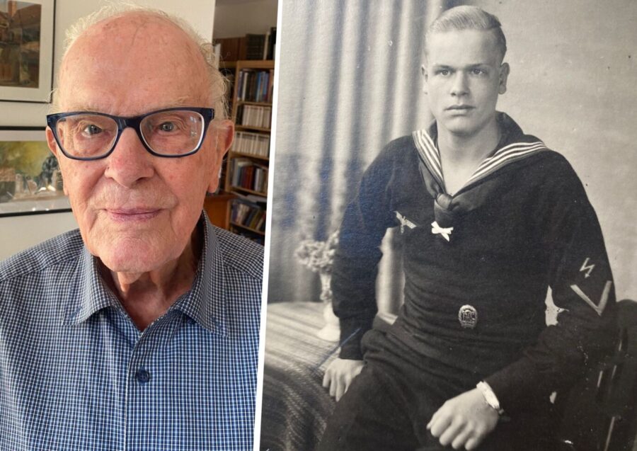 Zeitzeuge und Wehrmachtsveteran Kurt Schornsheim 2025 und als Gefreiter zur See der Kriegsmarine während des Zweiten Weltkrieges 1943.