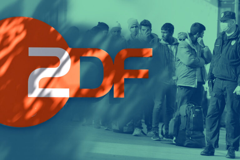 Links sieht man das ZDF-Logo, rechts Migranten – dank seiner neuen Medienschulung berichtet das ZDF nicht mehr negativ über Migrantenkriminalität