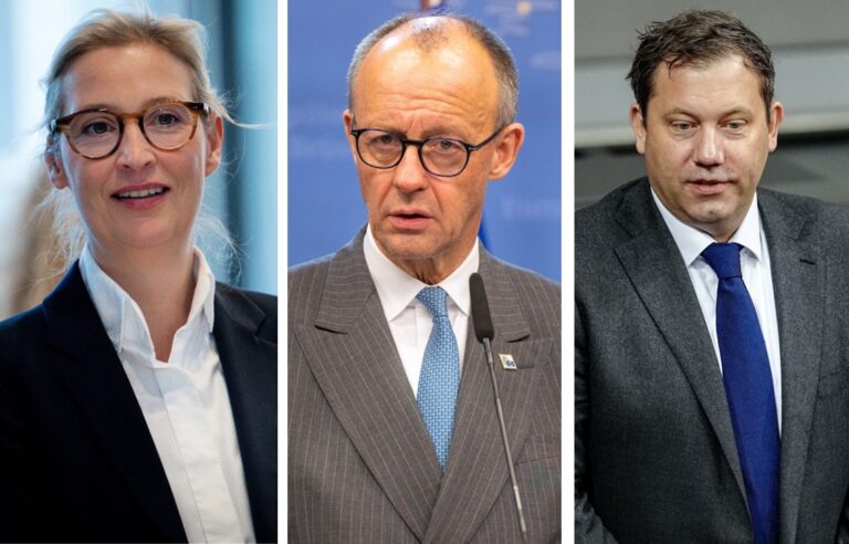 Hätten die Deutschen die Wahl zwischen Alice Weidel, Friedrich Merz und Lars Klingbeil (links), würden sie sich für die AfD-Chefin als Kanzlerin entscheiden.