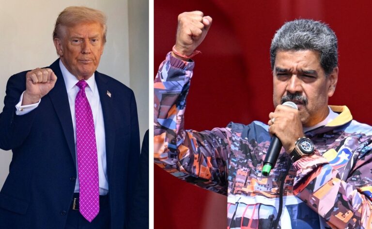 US-Präsident Donald Trump will offenbar einen Regimewechsel in Venezuela des Machthabers Nicolás Maduro. (rechts).
